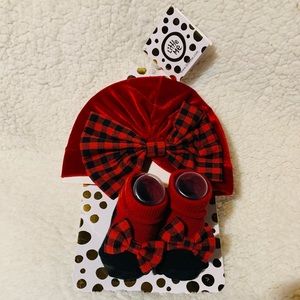 Holiday Turban Wrap & Booties set